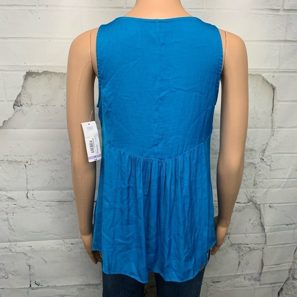 NWT a.n.a. top Blue with Beaded neckline - Picture 4 of 7